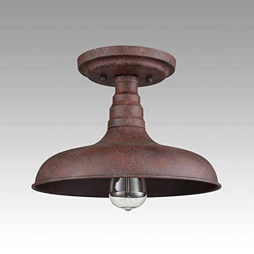 Danseer Lighting Vintage Retro Rustic Metal Barn Semi Flush Mount Ceiling Light Rust Finish #TOP6
