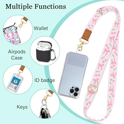 Image of Piefly Cell Phone Lanyard Crossbody Wrist Strap Adjustable for Women Girly | Travel Daily, Cute, Around the Neck, Hands-free, Universal, Fit Key ID badge, Accessories, Compatible with Most Smartphones
