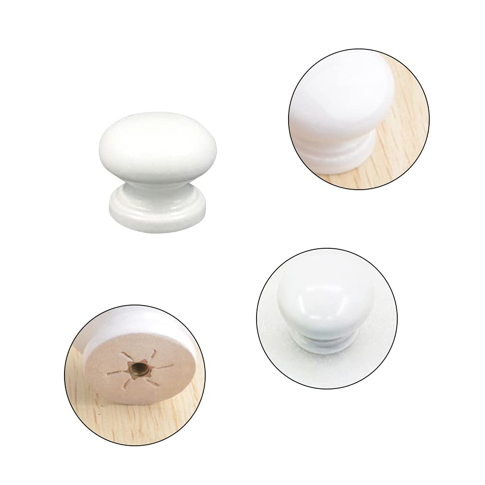 Pomelli Tondi Per Mobili In Legno Bianco - Set Da 10 Pezzi Con Viti Incluse - Stile Fungo Per Cassetti E Cucina - Foto 4