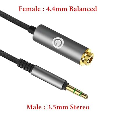 GEEKRIA 3.5mm Stereo Male to 4.4mm Balanced Female Adapter Cable, Hi-Fi Converter for Headphone Amps, Aluminum Alloy Connector (0.5ft)