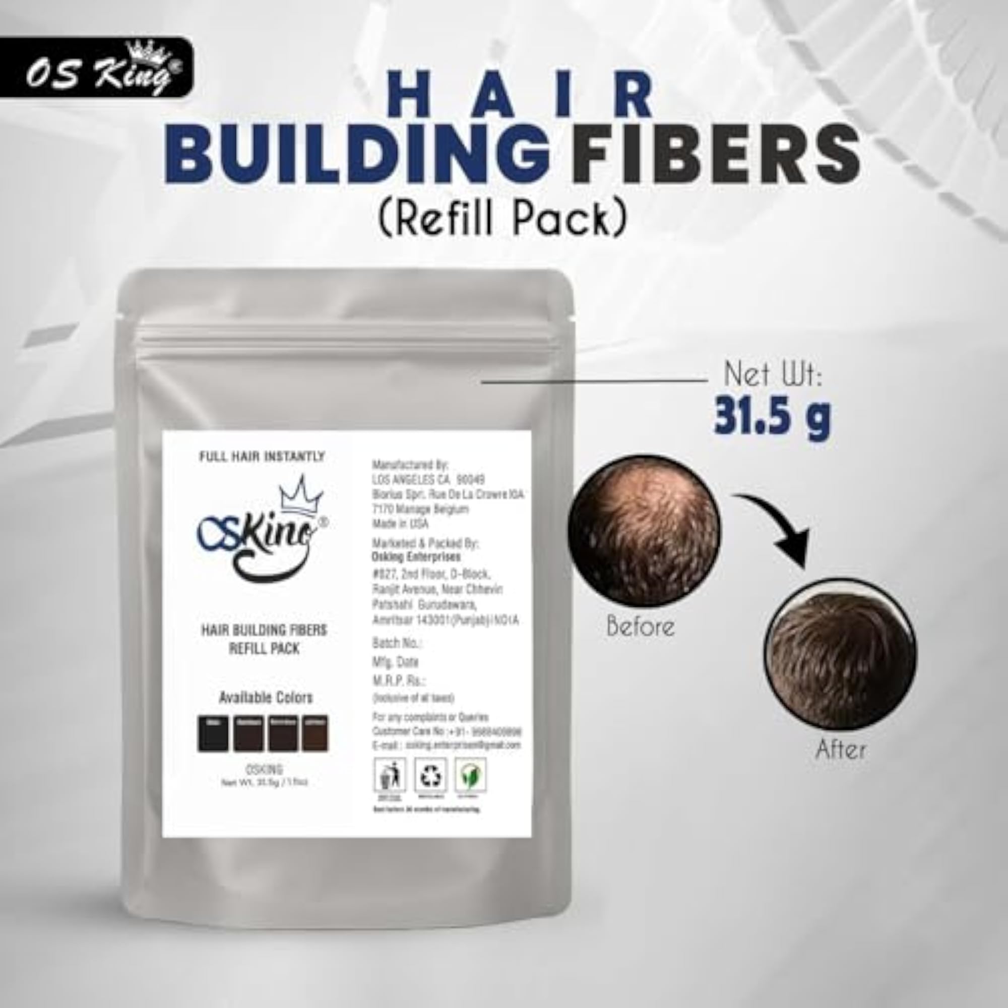 Hair Loss Concealer Fiber Refill Pack, Dark Brown