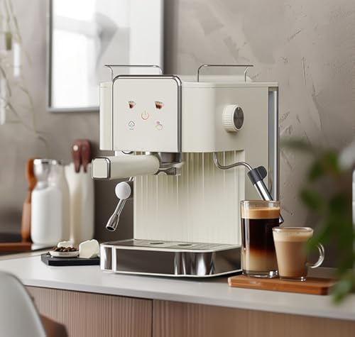 Máquina de café espresso con control inteligente de temperatura, boquilla ajustable para arte con leche, presión de vapor de 20 bares, tanque de agua desmontable de 1.8 litros, pantalla táctil a color