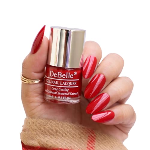 Image of DeBelle Gel Nail Polish Moulin Rouge (Maroon Nail Paint)|Non UV - Gel Finish |Chip Resistant | Seaweed Enriched Formula| Long Lasting|Cruelty and Toxic Free| 8ml