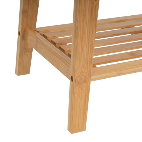 Banc avec 2 étagères bois tissu blanc meuble de rangement épuré
