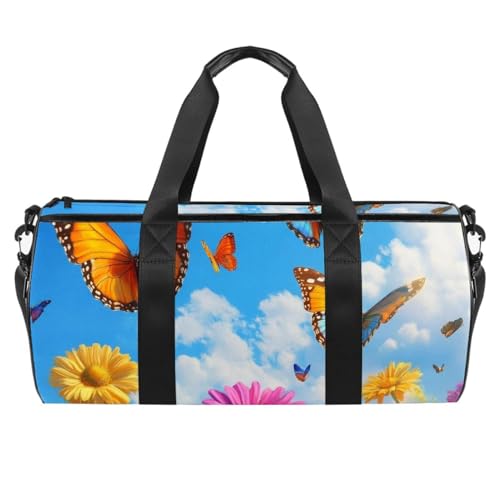Bolsa de deporte redonda con correa de hombro desmontable, para verano, bádminton, deporte, entrenamiento, bolsa de noche, para mujeres y hombres, Multicolor 10, Talla única, Equipaje de mano