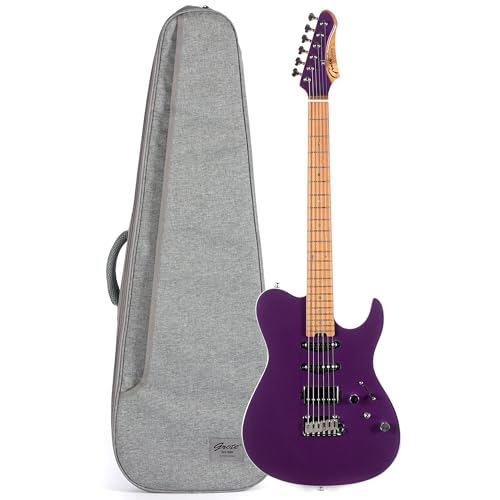 Grote Solid Electric Guitar GR-Modern-T Metallic Finish Poplar Body Roasted Maple Neck Stainless Steel Frets with Gigbag (Purple)
