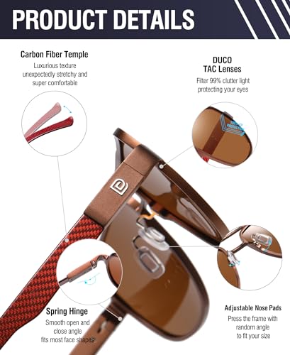 Image of DUCO Aviator Sunglasses for Men Women Carbon Fiber Polarized Sunglasses Men UV Protection for Driving Golf Fishing 3051
