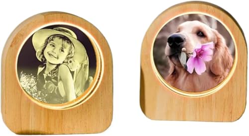 XFZDKJSD Luz nocturna LED con bola de cristal personalizada, bola de cristal grabada con base de madera, decoración del hogar (tallado interno)