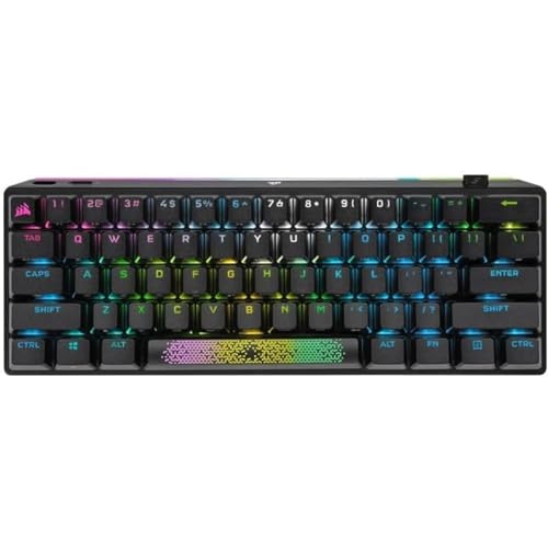 Corsair K70 Pro Mini Wireless RGB 60% Teclado mecánico Gaming (tecnología inalámbrica ultrarrápida Inferior a 1 ms, Switchs Cherry MX Red Desmontable, Juegos de Teclas de Doble Inyección PBT) Negro