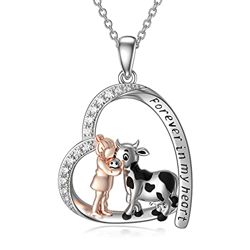 HARMONY BOLA Collier en argent sterling 925 avec pendentif en forme de vache pour femme, Argent...