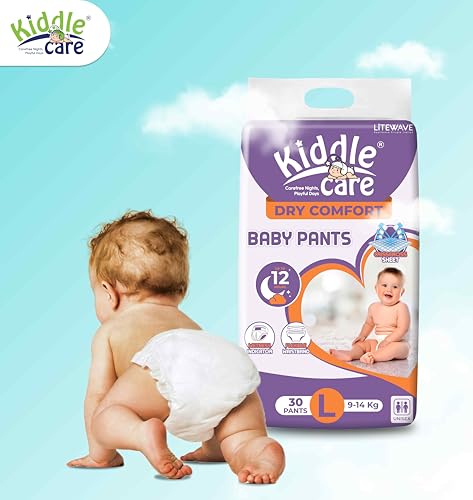 Image of Dry Comfort Advanced Soft Baby Diaper Pants | Large (L) | 9-14 Kg | Pack of 1 | 30 Pieces | Up to 12 Hours Protection, Prevents Leakage, Wetness Indicator