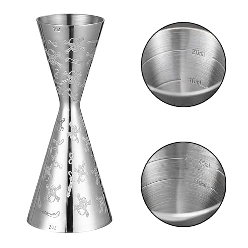 WOMLEX メジャーカップ 目盛り ジガーカップ カクテル ウイスキー 計量 一体型 ステンレス鋼 (スケルトン, 30ml / 60ml)