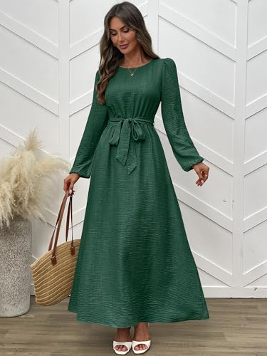 ANRABESS Womens Long Sleeve Dress 2025 Fall Casual Empire Waist A-Line Flowy Maxi Dresses with Pockets Vacation Outfits2