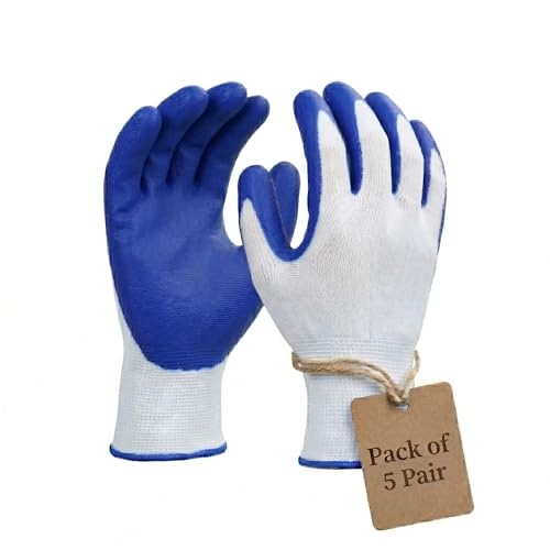 Image of Multipurpose Nylon Anti Cut PU Nitrile Coating Work Safety Gloves White-Blue Pair 5