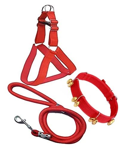 PSK PET MART Ghungroo Dog Combo Pack of Harness, Neck Collar Belt and Rope Set (Black, Medium) (Red Ghungroo) (B0BXGMZCY9) Amazon Price History, Amazon Price Tracker