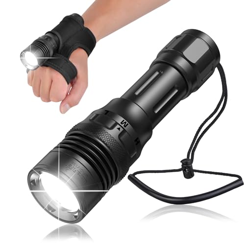 ULTRAFIRE 3350 Lumen Wiederaufladbare Tauchlampe Unterwasser Taschenlampe, 3 Modi Taucher Taschenlampe mit Magnetische Drehschalter, IPX8 Wasserdicht, Eingebauter USB-C-Ladeanschluss, UF-DIV13S
