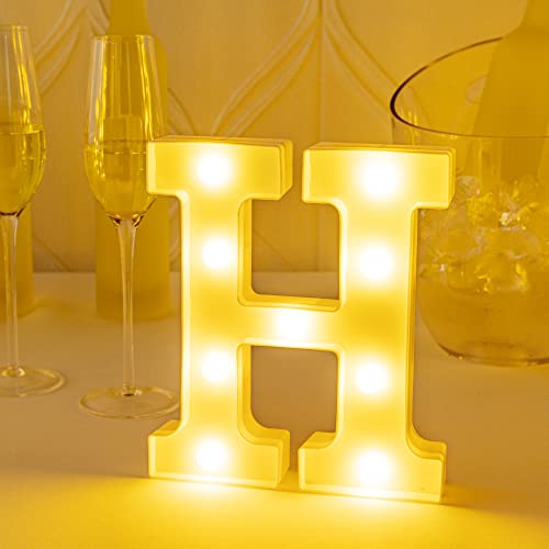 Image of Restaurantware Illumify 6 x 1.2 x 8.7 Inch Light Up Letter 1 Durable Marquee LED Light - Letter H Touchproof White Plastic Party Light Keyhole Slot For Parties Weddings Or Special Events