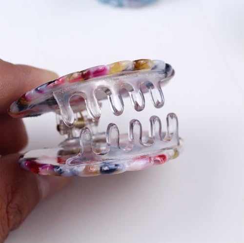 Pinza para cabello con diseño mármol en resina blanco miniatura 5
