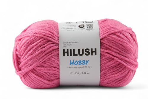 Image of Hobby,Wool Yarn dk Acrylic Hand Knitting Yarn Ball (100g /1 Ball),Suitable for Craft amigurumi Shade 001 (Rose Pink)