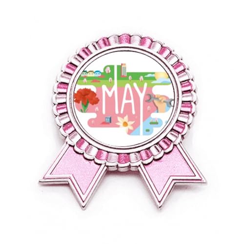 Broche rose du mois de mai taille M en métal pour personnaliser vos vestes au quotidien