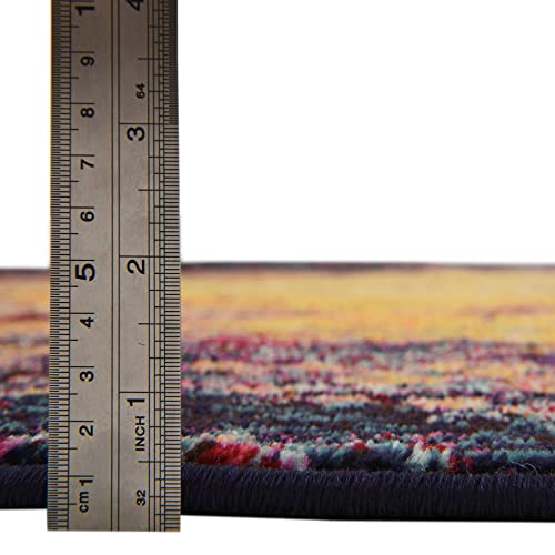 Image of Unique Loom Estrella Collection Abstract, Gradient, Modern, Sunburst, Distressed Area Rug (3' 3 x 5' 3 Rectangular, Multi /Navy Blue)