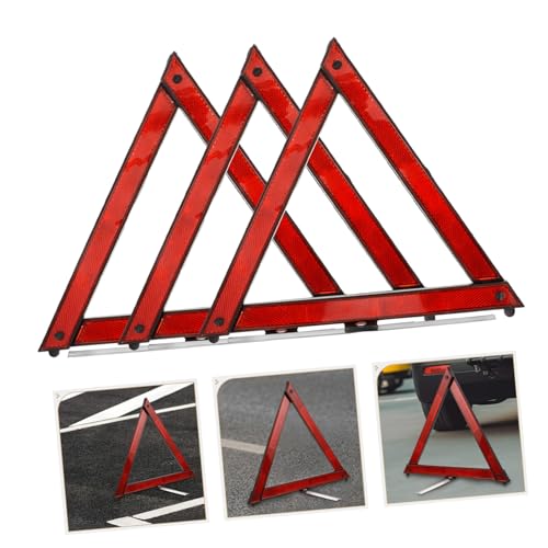 Triangle de signalisation Amosfun lot de 4 ensembles de sécurité en plastique ABS néon - 7