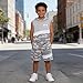Klyatpxoen Size 9 10 Years Teen Boys Summer Clothes 2PCS Color Block Camo Hooded Sleeveless Tee Tops & Casual Shorts Set Fashion Boys Summer Clothing Sets Grey(9-10Y)