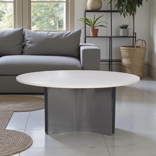 The Attic Celestial Coffee Table, Round Coffee Table with Marble Finish, Modern Center Table for Living Room & Lounge