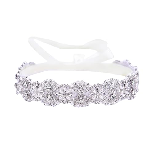 A silver diamond wedding belt, beige silk ribbon, handmade bridesmaid dress for female guests, belt decoration S153