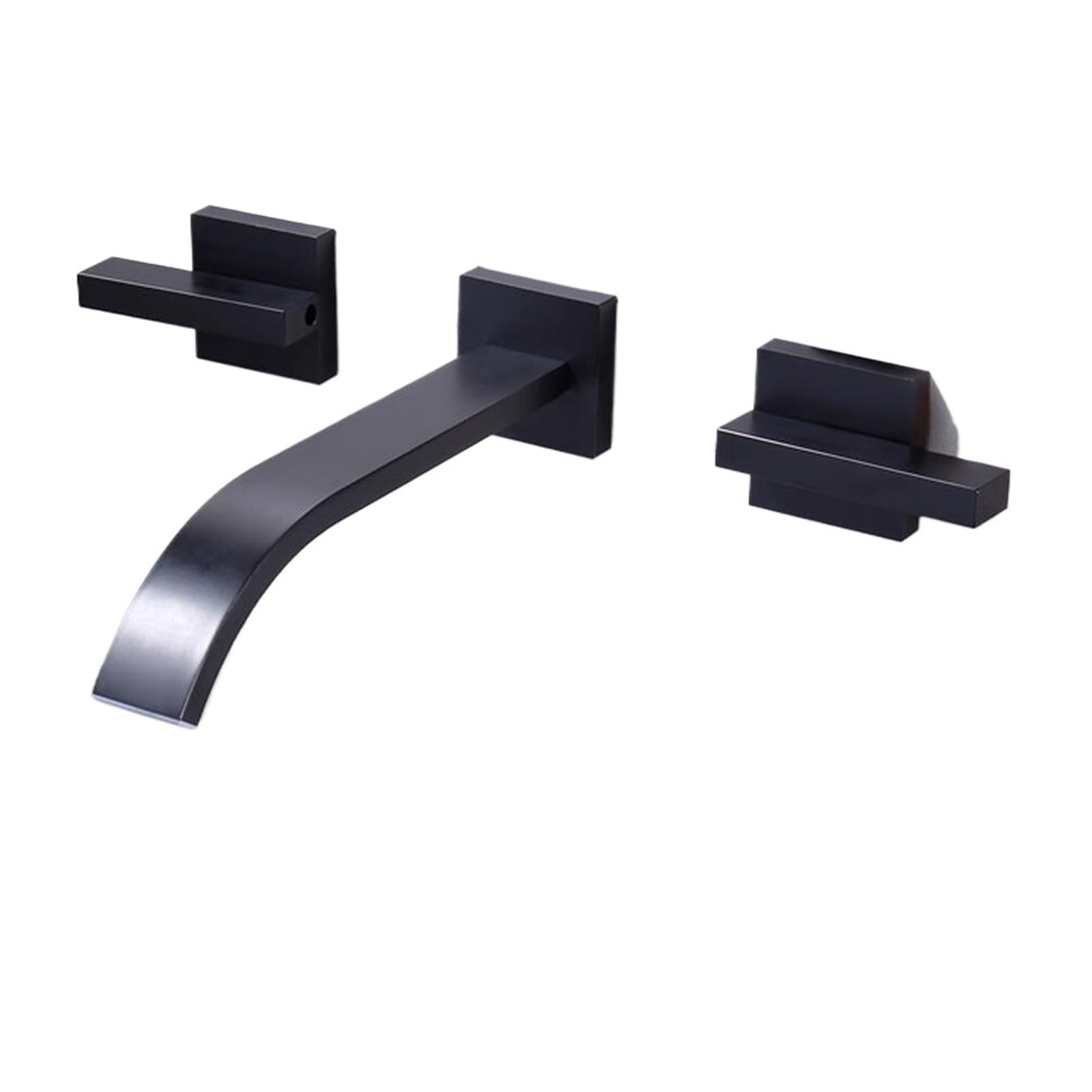 CVFRDD Shine Gold Or Brushed Gold In Wall Bathroom Basin Sink Waterfall Faucet, Wall Mounted Mixer Tap Hot And Cold Water(Nero)