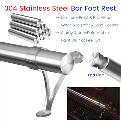 Reposapiés de acero inoxidable para barra con soporte ultra resistente 6