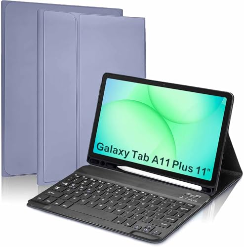 Image of ProElite Keyboard case Cover for Samsung Galaxy Tab A11 Plus 11 inch with S Pen Holder Magnetic Detachable Wireless Bluetooth Keyboard Case, Lavender