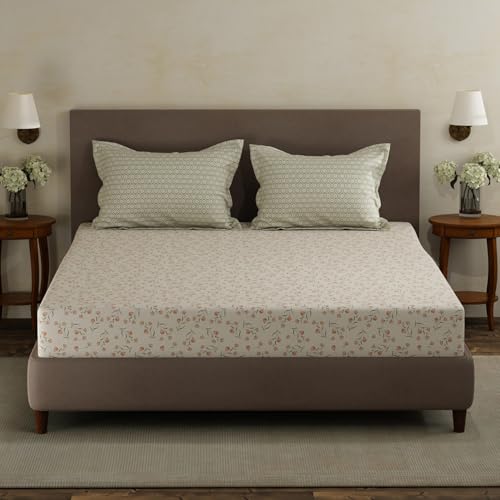 Image of Layers 100% Cotton Double Size Bedsheet Set | Multicolor Floral Print | 120 TC Forever Collection | Soft & Breathable | Washable Bedsheet with 2 Pillow Covers | All Season
