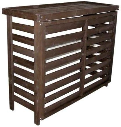 Amazon 室外機の前の植物 枯れてません 大型 室外機カバー 幅110 逆ルーバー エアコン 室外機 日よけ 木製 エアコン室外機カバー 収納庫 おしゃれ ホワイト 省エネ エコ 目隠し 風向き 安い 激安 ダークブラウン エアコン室外機カバー