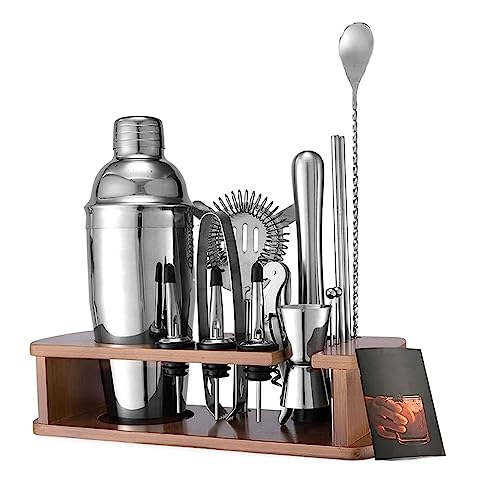 DANNMPX Kit Cocktail Juego De 16 Piezas para Hacer Cócteles con Soporte, Coctelera, Barman, Herramientas Barra Juego De Coctéles
