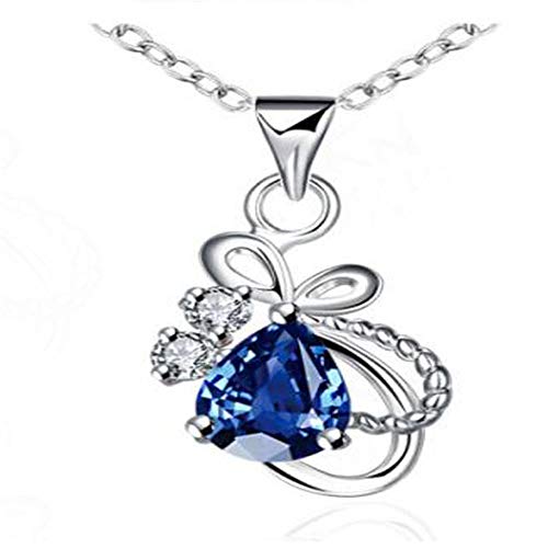 Collier pendentif papillon en gemme bleue élégante pour femme 45cm