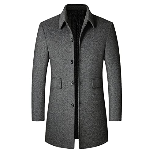 EMAlusher Traje Hombre Medio Manga Corta Otoño e Invierno Abrigo de Moda Casual de Largo Medio Suave Gabardina Abrigo Espesado Abrigo Elegante, gris, M Cover