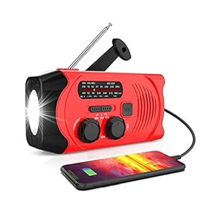 Noodsituatie NOAA Weer Radio, Draagbare Solar Hand Crank WB/AM/FM Radio, met LED Zaklamp, 2000mAh Power Bank en SOS Alarm, USB Mobiele Telefoon Oplader