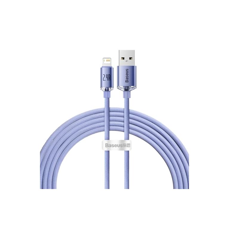 Productafbeelding van Baseus Crystal Shine Series USB naar iP snellaadkabel, 2,4 A, paars, 2 m voor vergelijking en koopadvies