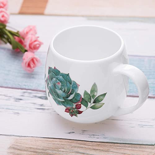 13Oz Cute Coffee Mugs For Women Bone China Coffee Mug Cute Mugs Christmas Mugs Birthday Gifts For Mom Friends (Green Plant) #TOP5