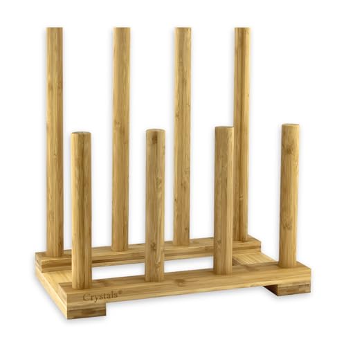 Image of Crystals Bamboo Boot Rack Stand - 4 Pair Wellington Boot Holder & Storage for Bedroom & Outdoor Use