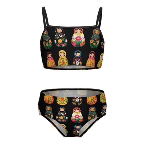 Matryoshka Russian-Nesting Doll Girls Swimsuits Two Piece Bikini Sets Beach Sport Swimwear Bathing Suit