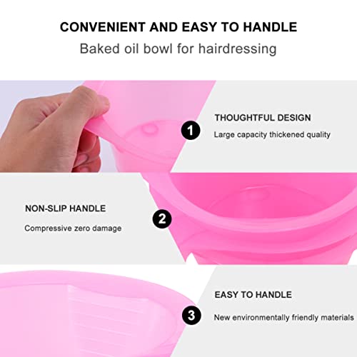 KALLORY Hair Color Mixing Bowl, 3pcs Plastic Hair Dye Bowl with Handle Color Mixing Tint Bowl Hair Color Mixing Tool for Salon Hairdressing, Pink - Thumbnail 4