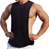 YCHSXAIZ Uomo Palestra Muscoli Tank Top Gilet Senza Maniche Foro del Braccio Formazione Nero S