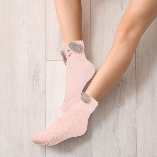 Image of Benefeet Sox Funny Animal Fuzzy Socks for Women Girls - Cute Fluffy Slippers, Cozy Warm Winter Plush Sleeping Socks