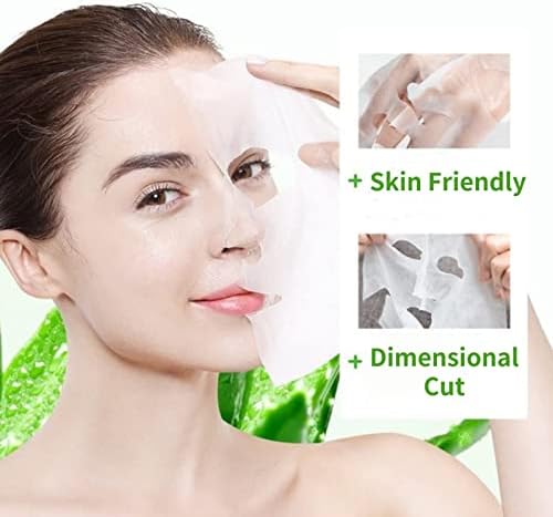 10pcs Aloe Vera Face Mask, Nutritious Concentrate Moisturizing Hydrating Ultra Thin Face Sheet Mask (25g/pc)