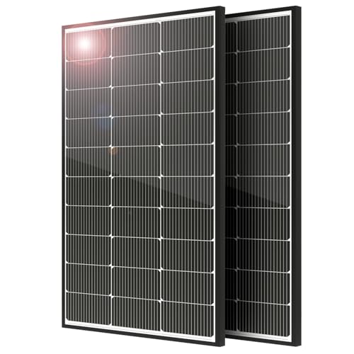 Image of JJN 200 Watt Solar Panel, 2pcs 100W 16BB N-Type High Efficiency 12 Volt Solar Panels, 25% High Coversion Rate Solar Module PV Charge for Boat Rooftop Caravan and Other Off-Grid System