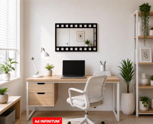 Image of AD INFINITUM Multilayer Wooden Wall Art With Mirror Hanging Decor for Contemporary Home, Bedroom, Living Room, Office etc., (Film Negative Design 2)