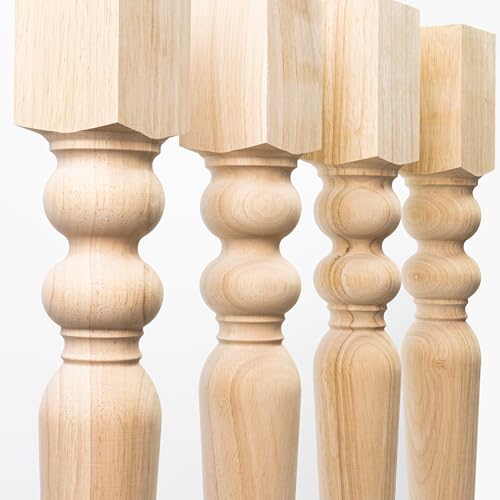 decorluxes Unfinished Farmhouse Table Legs Dining Table 2.8\" X 29\" Set of 4 DIY Coffee Table Rustic Turned Style Leg | Easy to Paint Any Color You Want (29 inch)