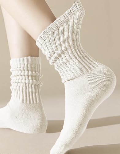 Women Slouch Socks Knit Mid Calf Rib Tube Scrunchy Slouchy Crew Socks3